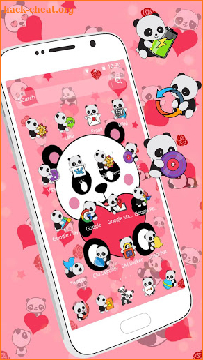 Pink Heart Panda Love Theme screenshot
