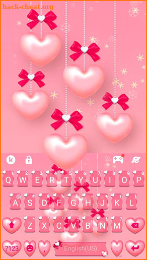 Pink Heart Pearls Keyboard Theme screenshot