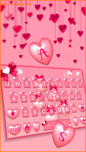 Pink Heart Pearls Keyboard Theme screenshot