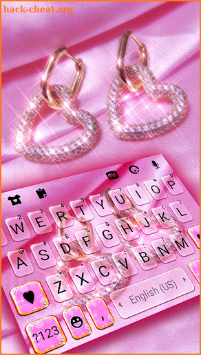 Pink Hearts Diamond Keyboard Background screenshot