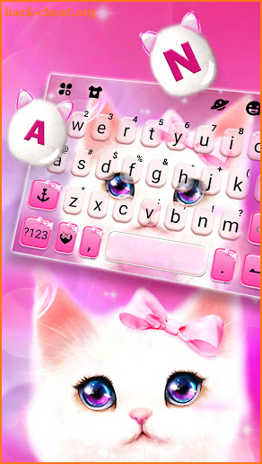 Pink Kitty Bowknot Keyboard Background screenshot