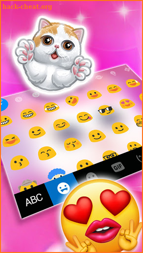 Pink Kitty Bowknot Keyboard Background screenshot