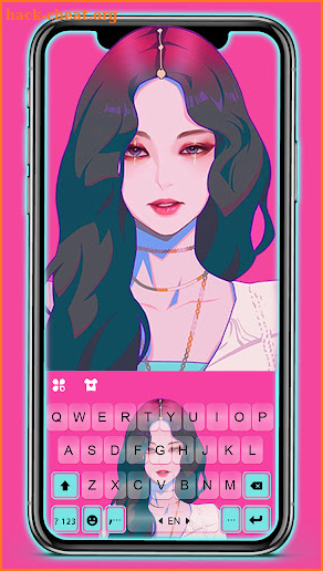 Pink Kpop Girl Keyboard Background screenshot