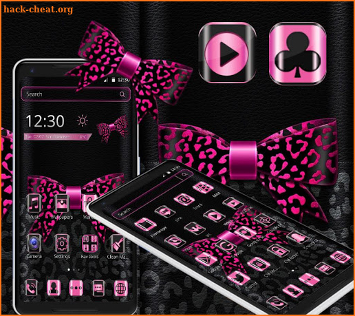 Pink Leopard Print Bowknot Theme screenshot
