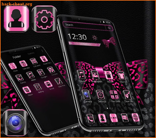 Pink Leopard Print Bowknot Theme screenshot