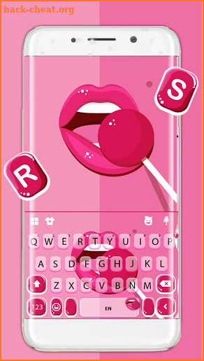 Pink Lollipop Sexy Lips Keyboard Theme screenshot