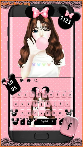 Pink Love Bow Girl Keyboard Theme screenshot