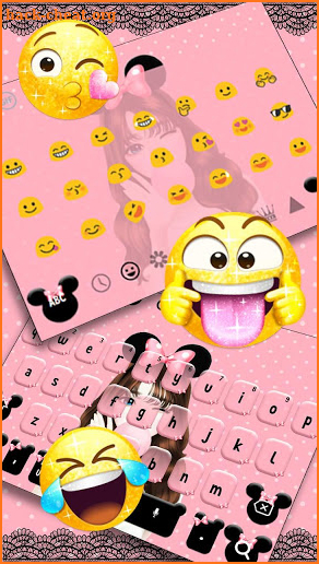 Pink Love Bow Girl Keyboard Theme screenshot
