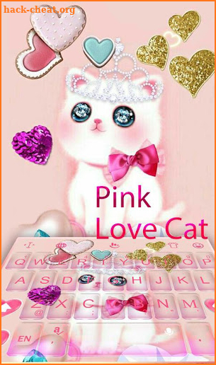 Pink Love Cat Keyboard Theme screenshot