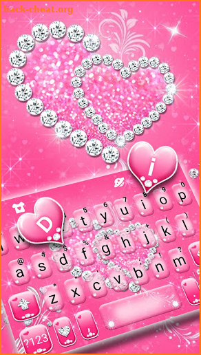 Pink Love Diamonds Keyboard Theme screenshot