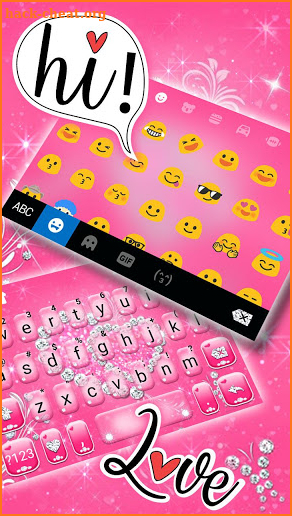 Pink Love Diamonds Keyboard Theme screenshot