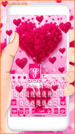 Pink Love Heart Keyboard Theme screenshot