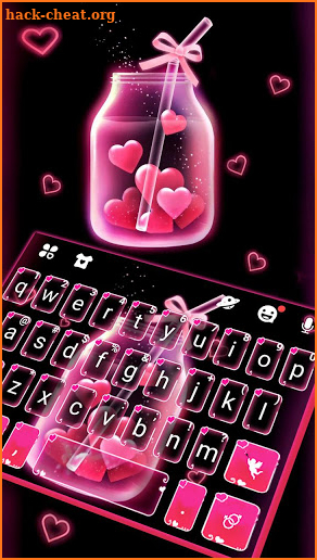 Pink Love Neon Keyboard Theme screenshot