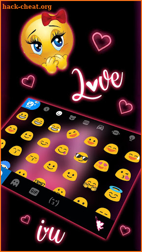 Pink Love Neon Keyboard Theme screenshot