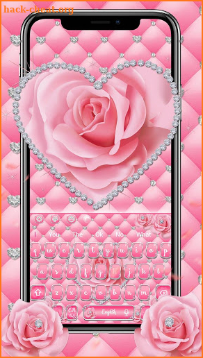 Pink Love Rose Glitter Keyboard Theme screenshot