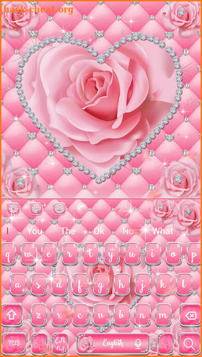 Pink Love Rose Glitter Keyboard Theme screenshot