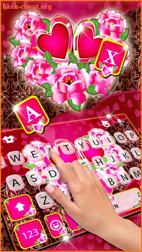 Pink Love Roses Keyboard Background screenshot