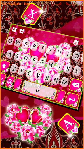 Pink Love Roses Keyboard Background screenshot