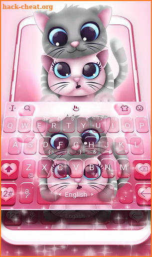 Pink Lovely Cartoon Cat Keyboard Theme screenshot