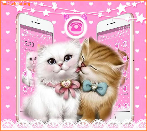 Pink Lovely Kitten Cartoon Theme screenshot
