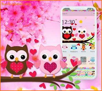 Pink Lovely Owl Cartoon Theme screenshot