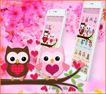 Pink Lovely Owl Cartoon Theme screenshot