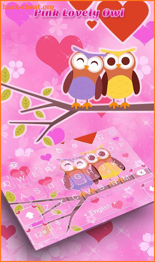 Pink Lovely Owl Keyboard Theme screenshot