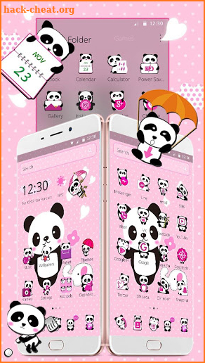 Pink Lovely Panda Theme screenshot