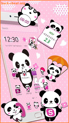 Pink Lovely Panda Theme screenshot