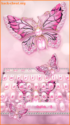 Pink Luxury Diamond Butterfly Keyboard screenshot