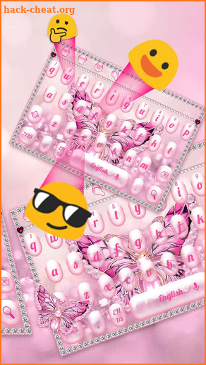 Pink Luxury Diamond Butterfly Keyboard screenshot