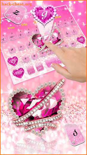 Pink Luxury Ruby Diamond Heart Keyboard Theme screenshot