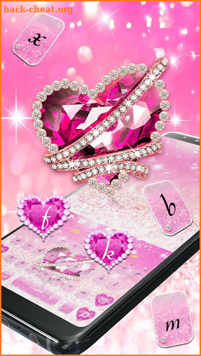 Pink Luxury Ruby Diamond Heart Keyboard Theme screenshot