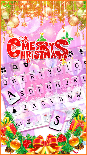 Pink Merry Christmas Keyboard Background screenshot
