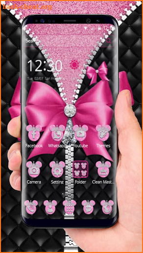 Pink Mouse Bowknot Diamond Theme screenshot