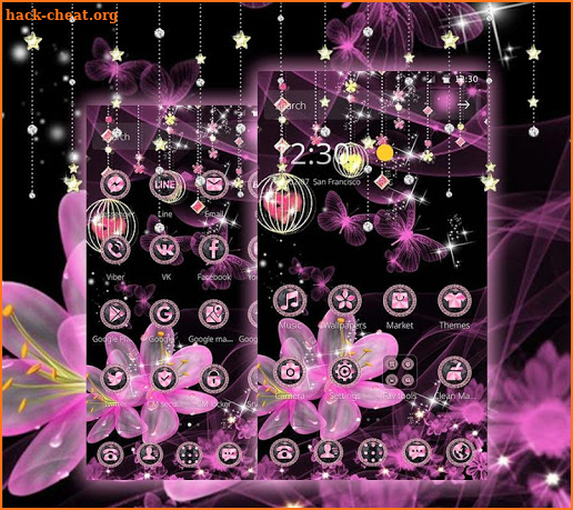 Pink Neon Flower Glitter Bling Theme screenshot