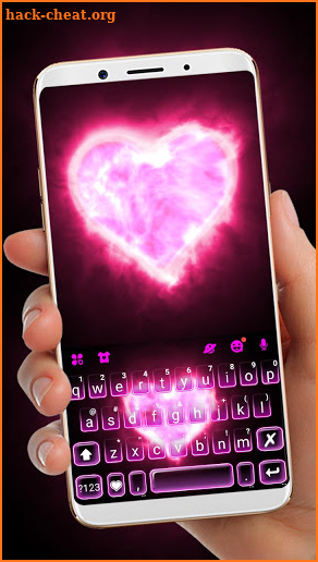 Pink Neon Heart 2 Keyboard Theme screenshot