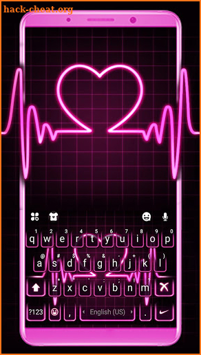 Pink Neon Heart Keyboard Theme screenshot