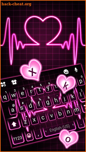 Pink Neon Heart Keyboard Theme screenshot