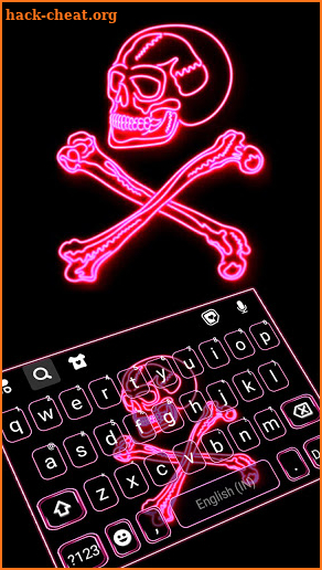 Pink Neon Skull Keyboard Background screenshot