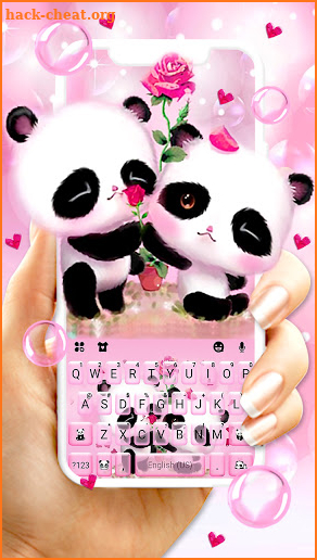 Pink Panda Couple Keyboard Background screenshot