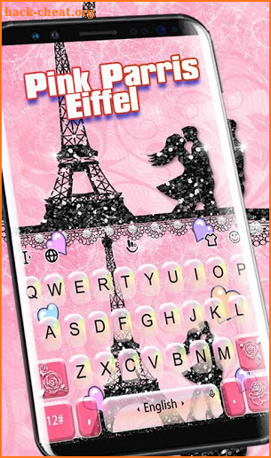 Pink Paris Eiffel Keyboard Theme screenshot