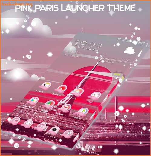 Pink Paris Launcher Theme screenshot