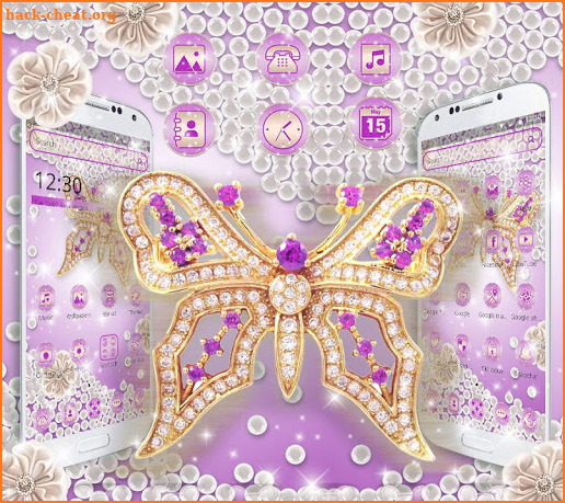 Pink Pearl Diamond Butterfly Theme screenshot