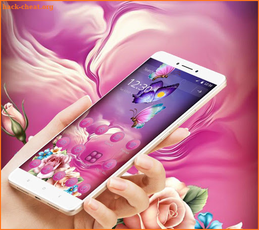 Pink Purple Butterfly Rose Theme screenshot