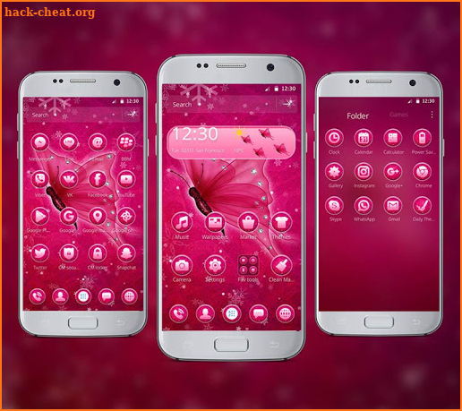 Pink Purple Diamond Butterfly Theme screenshot