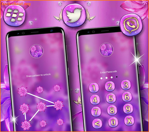 Pink Purple Flower Launcher Theme screenshot