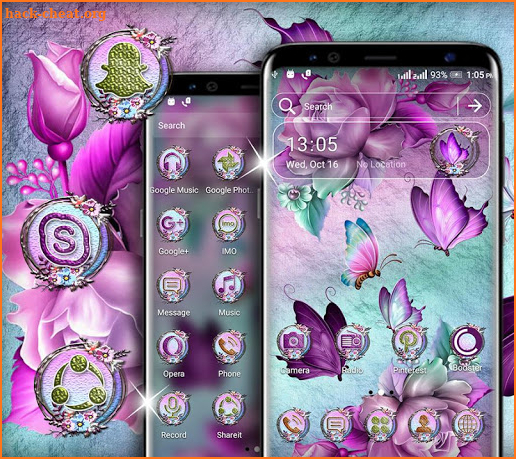 Pink Purple Rose Butterfly Launcher Theme screenshot