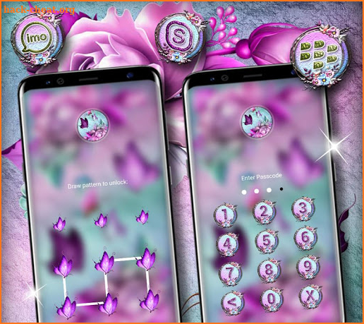 Pink Purple Rose Butterfly Launcher Theme screenshot