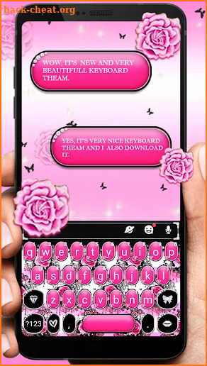 Pink Rose Bow Keyboard Theme screenshot
